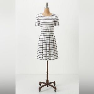 Anthropologie Bordeaux Scalloped Stripes Dress | Size S | Worn by Taylor Swift!